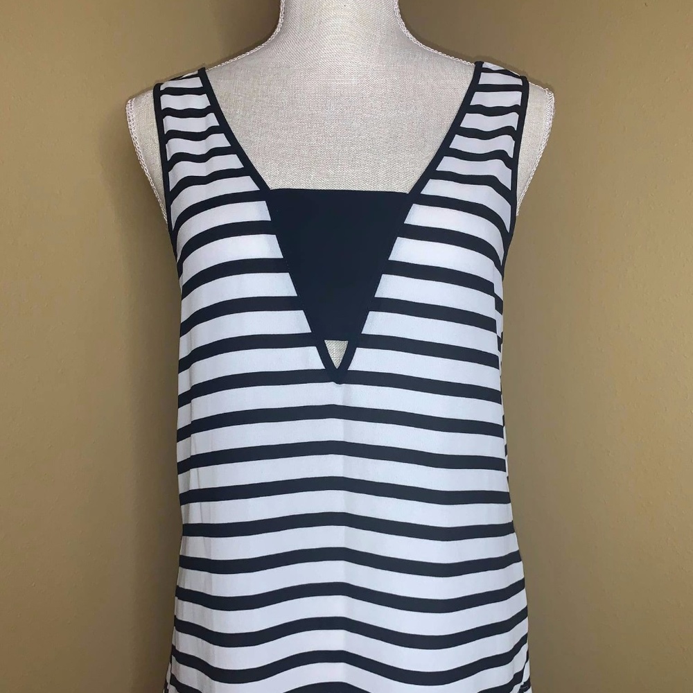 Express Black & White Striped Top